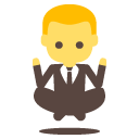 man in business suit levitating